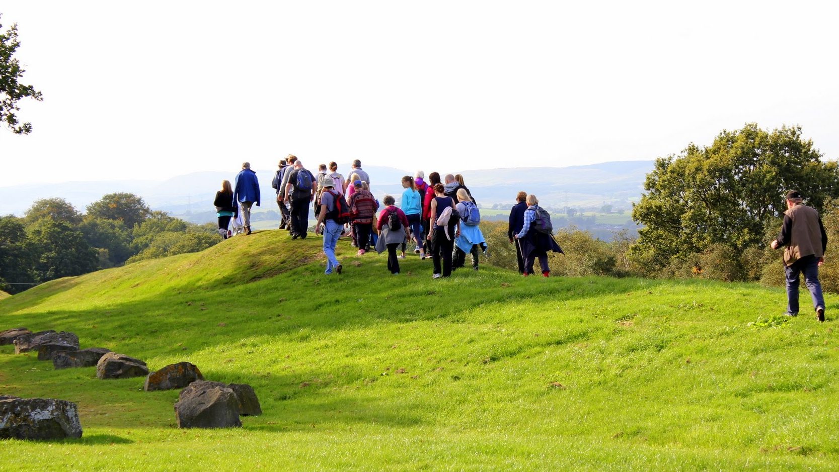 People walking on the Antonine Wall.